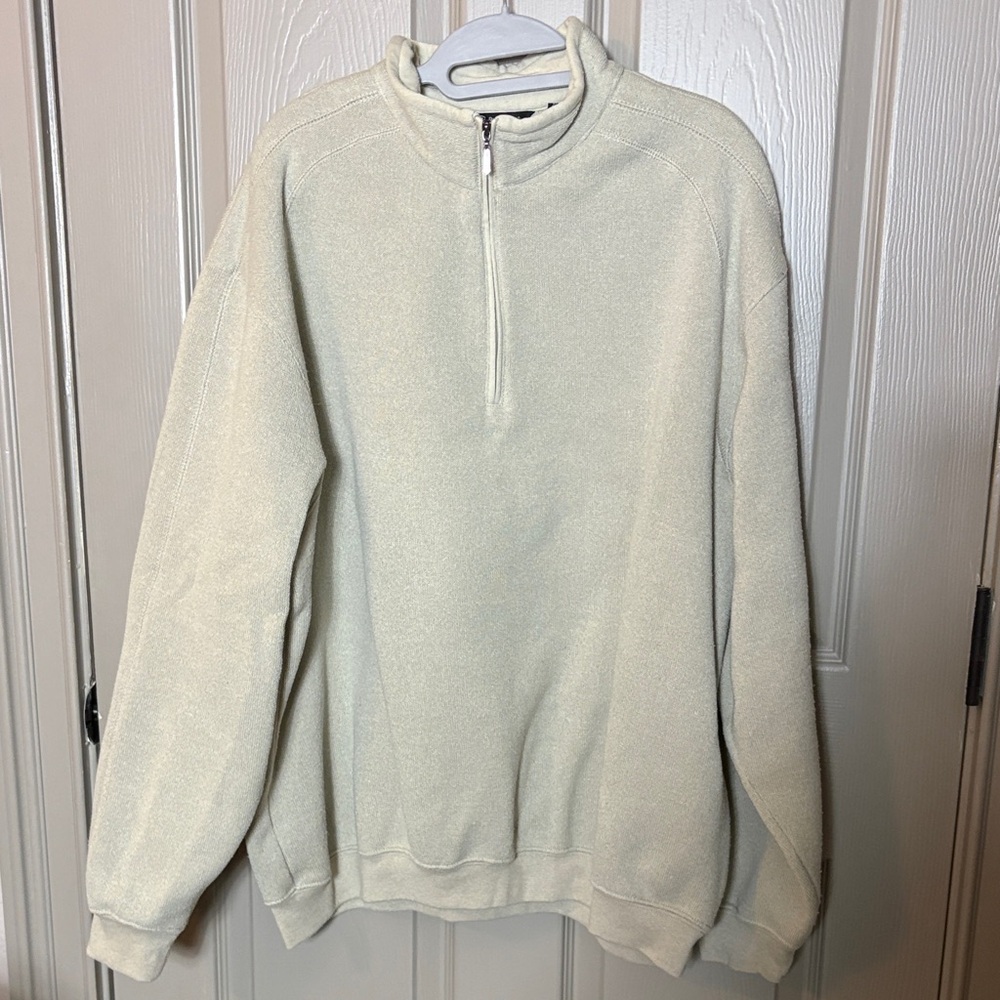 Pro Tour Men's Beige Zip-Up Sweater with High Collar Sz XL Great Condition!